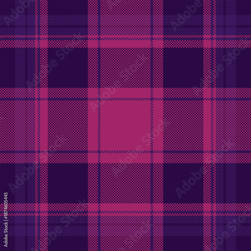 Rectangle pattern check vector, trendy texture seamless background. Repeating fabric plaid textile tartan in dark and pink colors.