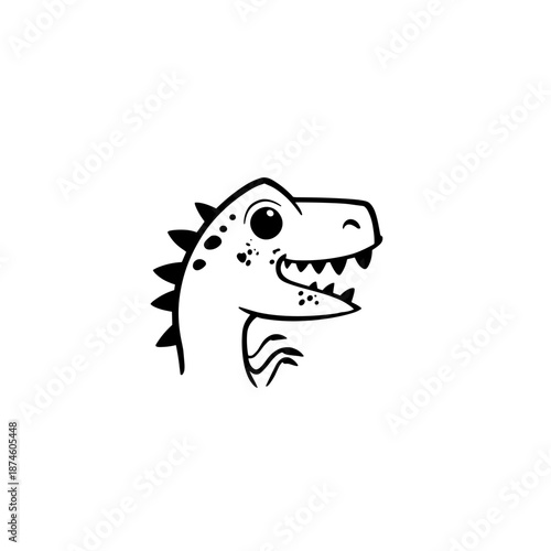 Albertosaurus. Albertosaurus simple black and white line art vector logo