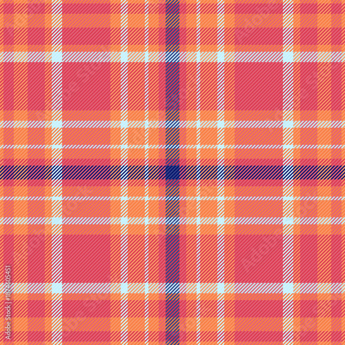 Flow textile background tartan, intricate check texture fabric. Chinese new year plaid seamless vector pattern in red and orange colors.