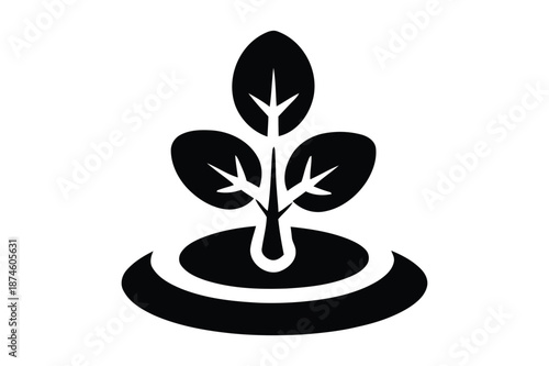 Young Sprouting Plant Silhouette Representing Growth and Ecology