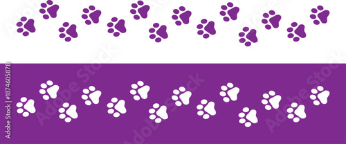 Paw Prints. Cute pets and Dogs pets paw print isolated on white background. Animal paw prints.