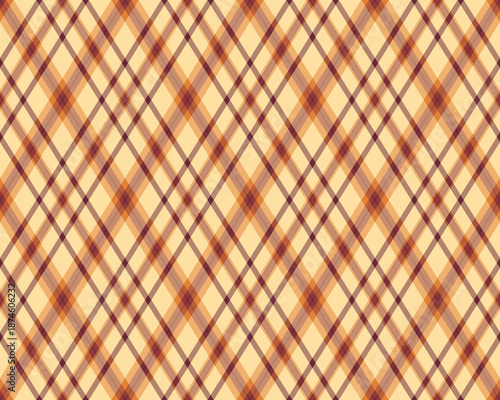 Elegant diagonal plaid pattern in warm autumnal tones.  Perfect for fallthemed designs, textile prints, or website backgrounds.  This seamless texture offers a sophisticated and timeless aesthetic.
