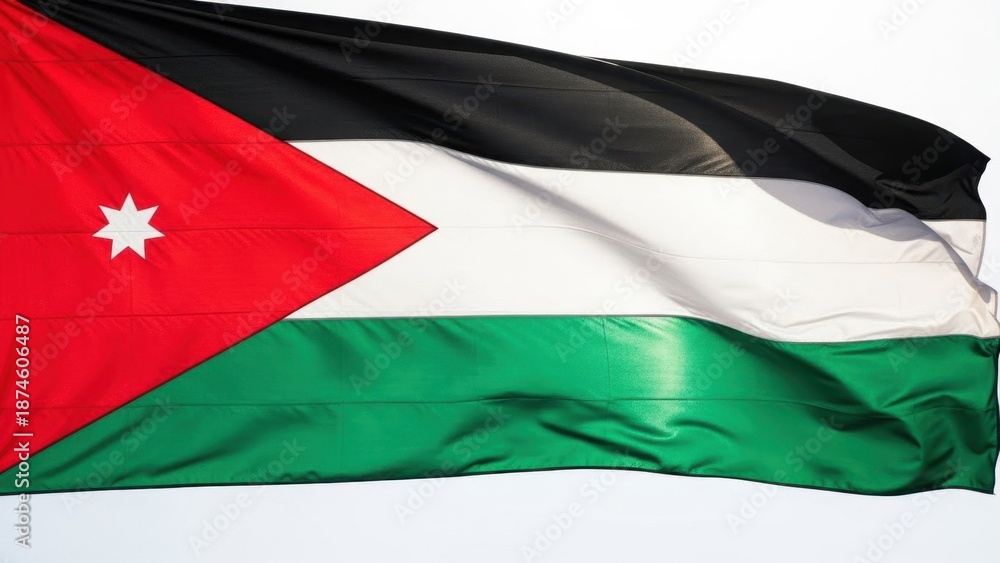 Obraz premium Jordan Flag Waving Against Clear Sky