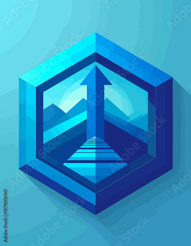 Abstract Directional Landscape Guiding Progression Toward Goals And Ambition Illustrated Concept