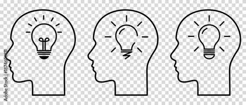 Smart human head line icons