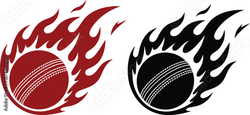 Sport ball with fire silhouette vector set art illustration file 