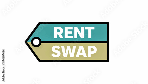 Rent and swap tag icon. Flat design vector illustration of a price label for sharing economy and marketplace. Isolated graphic element