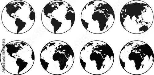  World map set icon vector art illustration file