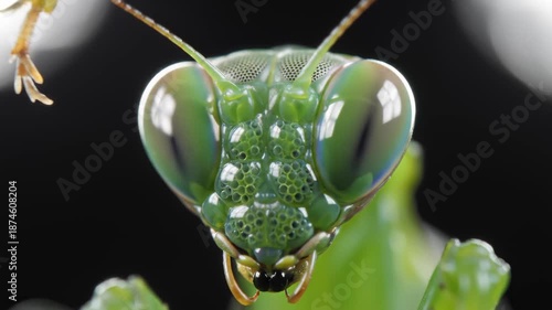 Praying Mantis Looking Directly at Camera, Macro Close Up