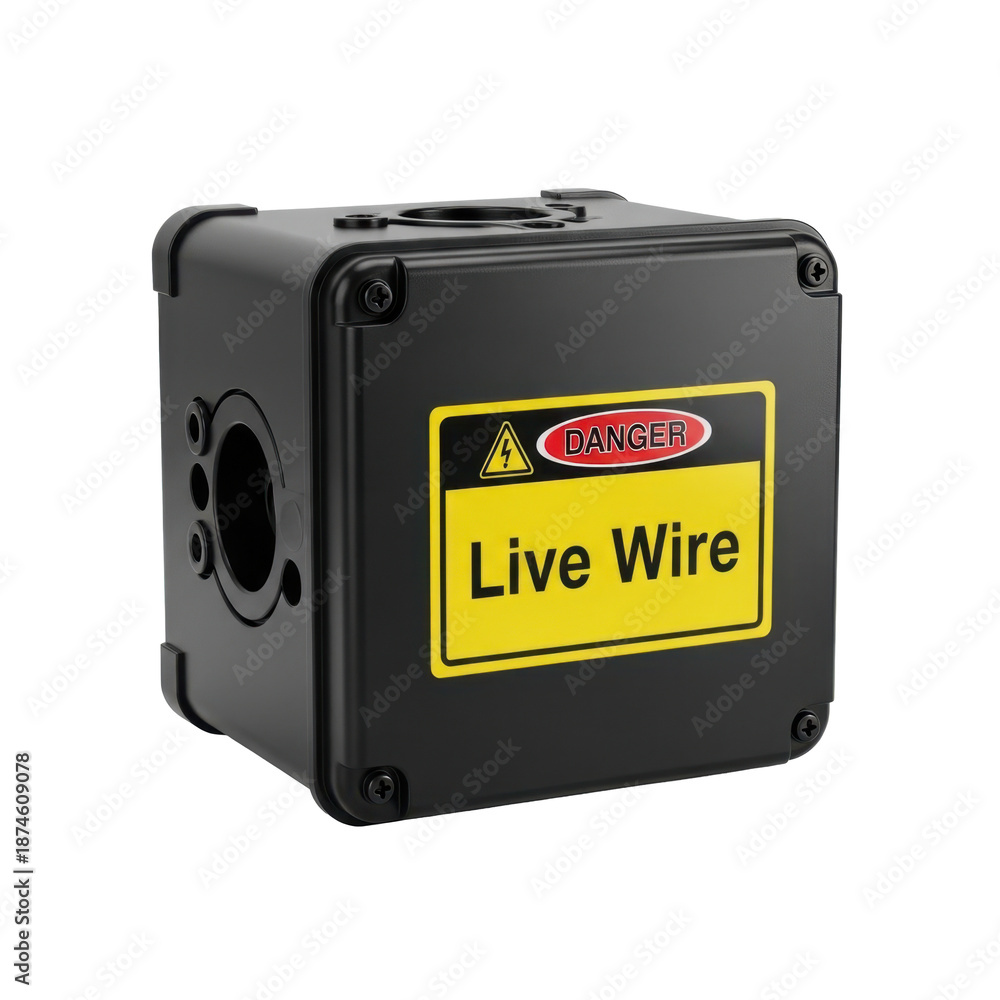 Fototapeta premium Black Live Wire Electrical Box