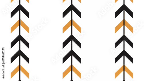 Seamless tribal arrow pattern. Geometric boho chevron background with vertical stripes. Vector illustration