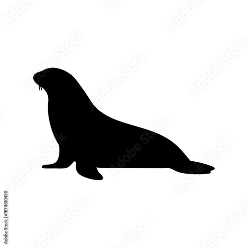 Silhouette of a seal resting