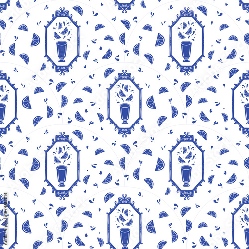 Seamless pattern with mexican food icons for spicy sauce packaging design