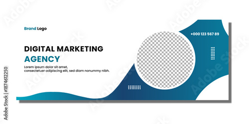 Vector full editable Facebook caver design. Digital Marketing Agency.