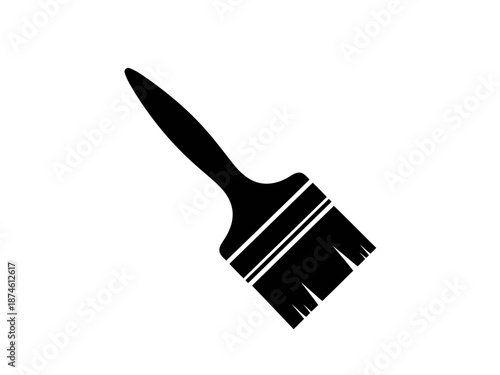 A simple black silhouette of a large paint brush icon up side down view