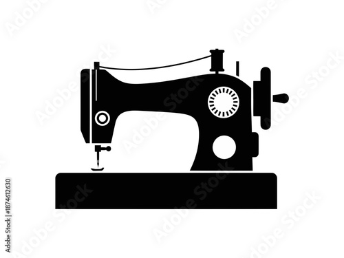 A simple black silhouette of a nice vintage sewing machine