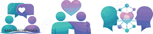 Empathy Symbols Illustration. Understanding-oriented environment visualized as people icons, heart motifs, and connection symbols