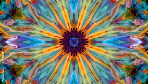 Colorful Abstract Kaleidoscope Pattern with Vibrant Swirls and Intricate Details for Artistic Background Design