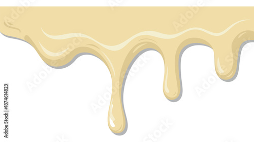 Thick creamy liquid dripping and flowing, creating a sweet and smooth texture.