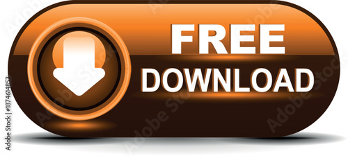 download button for internet website use. Blue Download icon on isolated white background with shadow.