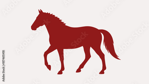 A red horse running freely in an open field viewed from the side