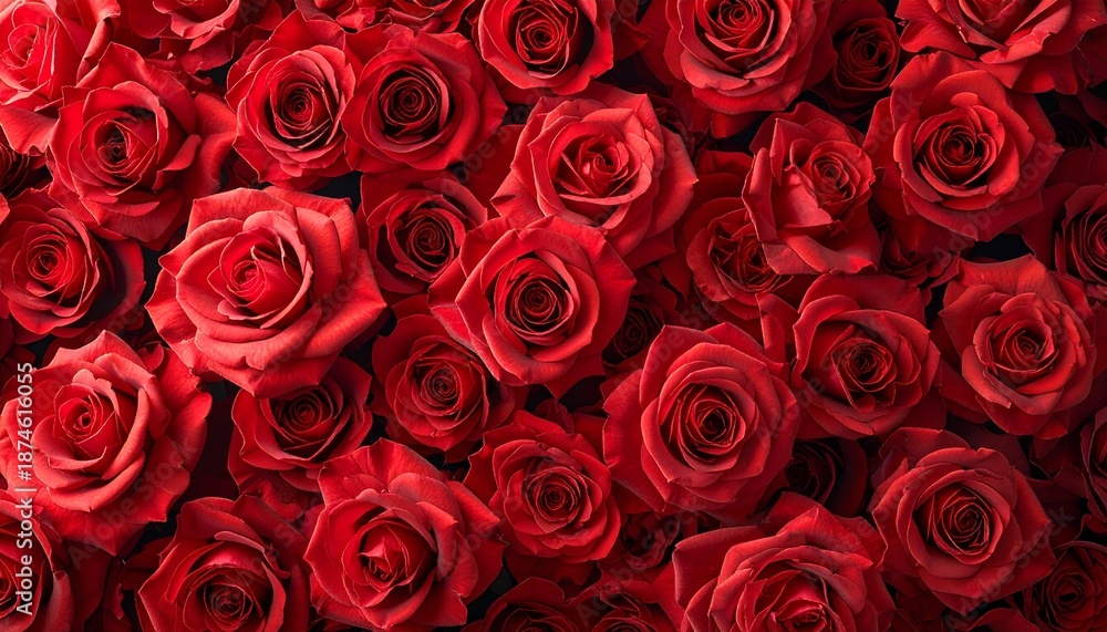 Naklejka premium Valentines day red rose pattern full frame floral background