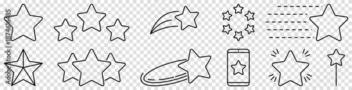 Set of star line icons