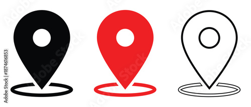 Location Pin Icon Set Map Pointer Symbol Vector Illustration