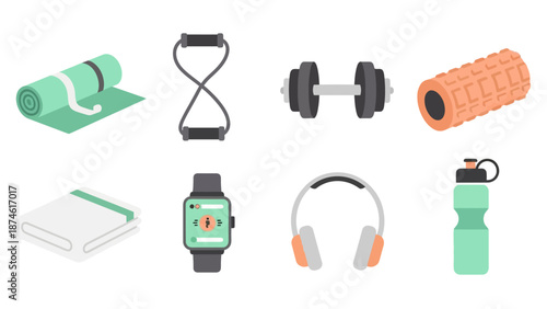 Essential flat style workout equipment for modern home fitness enthusiasts