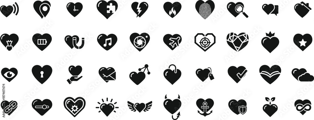 Obraz premium Set of 40 heart icons vector