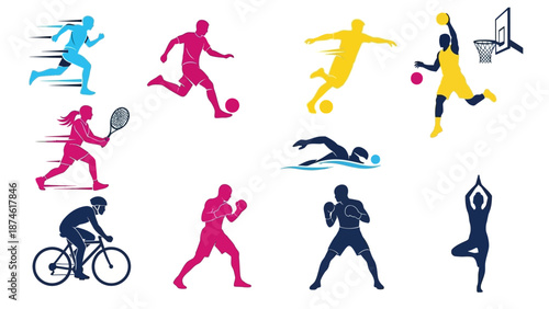 Dynamic sports silhouettes showcasing athletic prowess in motion
