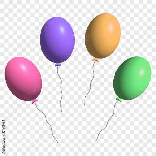 Flying 3d ballons with ropes
