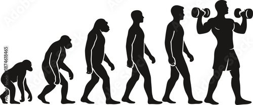 Human Evolution to Fitness: From Primate to Weightlifter Silhouette
