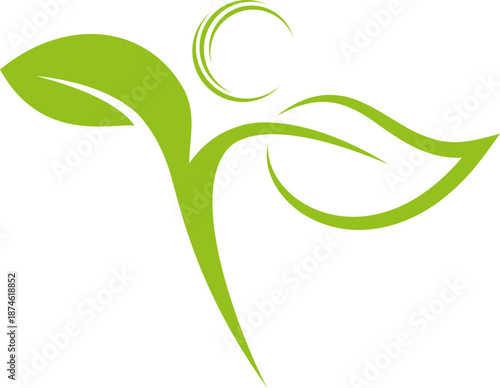 Mensch als Pflanze, Chiropraktiker, Heilpraktiker und Gärtner Logo, Icon	
