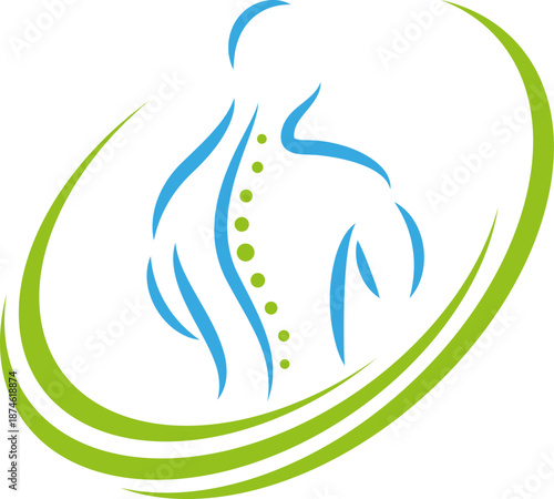 Mensch, Wirbelsäule, Massage, Orthopädie, Physiotherapie, Medizin, Logo