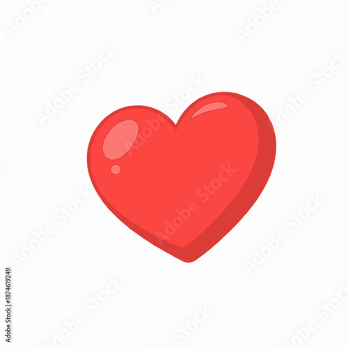 A bright red heart icon with a glossy and 3D appearance on a white background generative ai