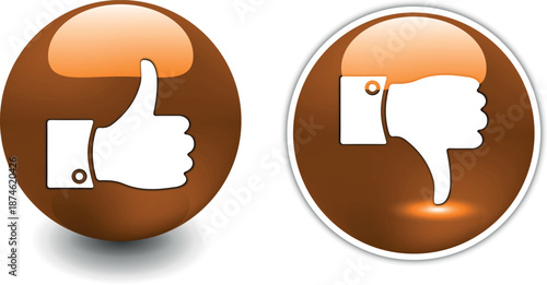 Illustration of thumbs up and down buttons. Vector Thumbs Up and Down Buttons