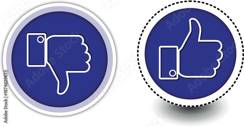 Illustration of thumbs up and down buttons. Vector Thumbs Up and Down Buttons.