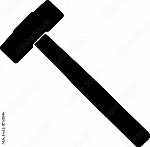 Black Hammer Minimalist Vector Illustration in Simple Black and White