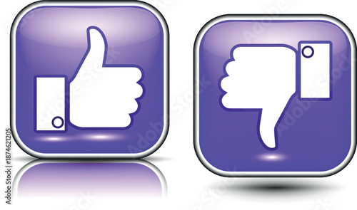 Illustration of thumbs up and down buttons. Vector Thumbs Up and Down Buttons.