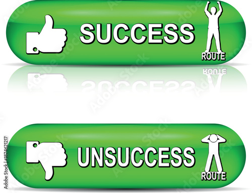 Illustration of thumbs up and down buttons. Vector Thumbs Up and Down Buttons.