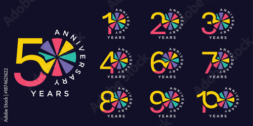 Collection of anniversary logo design. Celebration day special vector icon symbol concept template