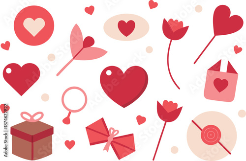 Celebrate valentine's day with love and gifts isolated on transparent background, Vector, illustration