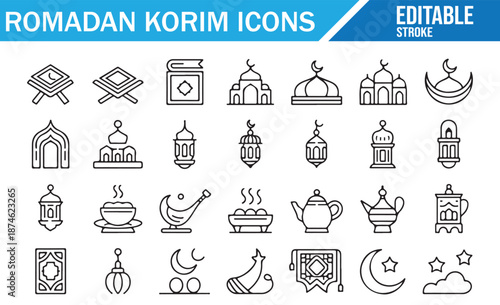 Minimalist Ramadan Icons Set for Web and App Design