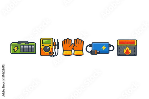 Electrical Safety and Power Icons Set
