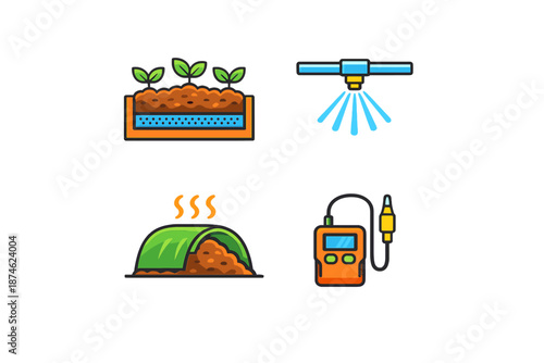 Farming technology icons