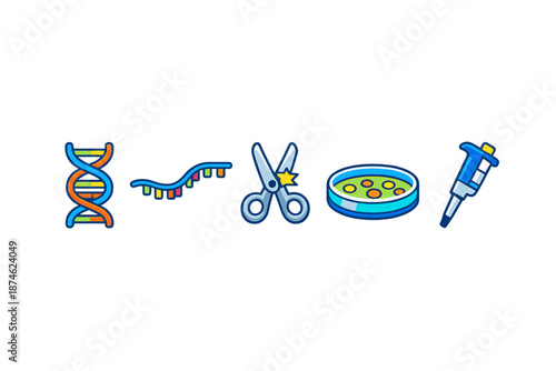 Gene editing and biotechnology icons