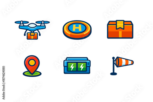 Drone delivery icons