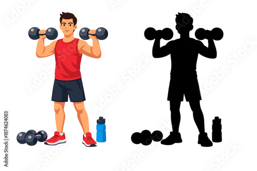 Man exercising with dumbbells
