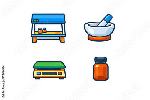 Set of Pharmacy and Laboratory Icons